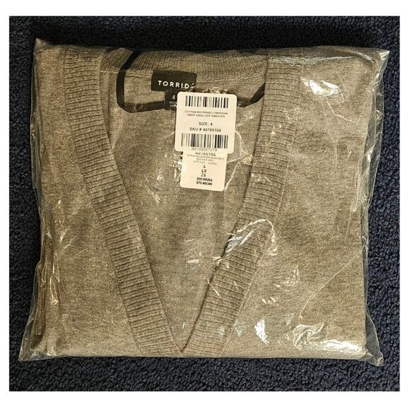 TORRID Plus Size New  Heather Gray Drop Shoulder Cotton Boyfriend Cardigan 4X - Picture 13 of 16